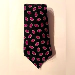 Polo Ralph Lauren 100% Silk Black Purple Tie EUC